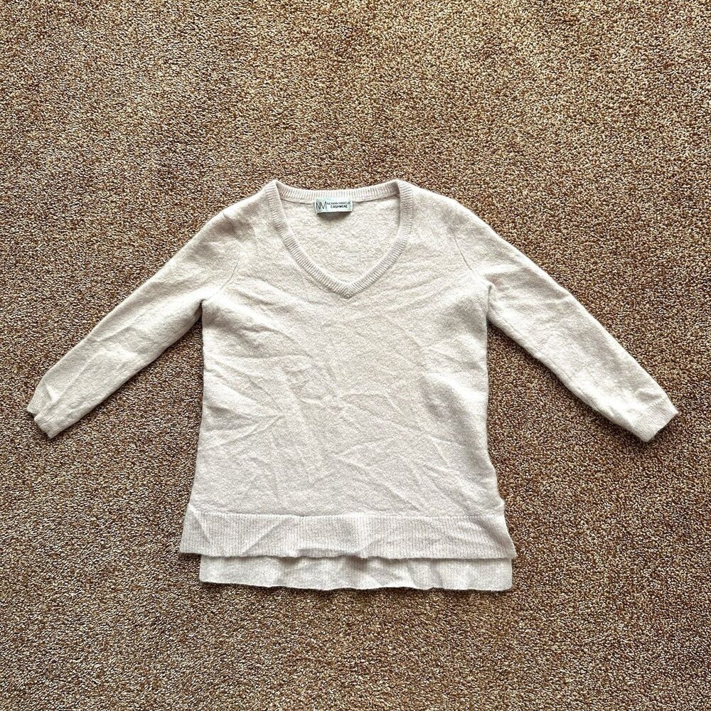 Neiman Marcus Cashmere V-Neck Sweater Girls 6x Soft Cozy Classic Pastel Pink